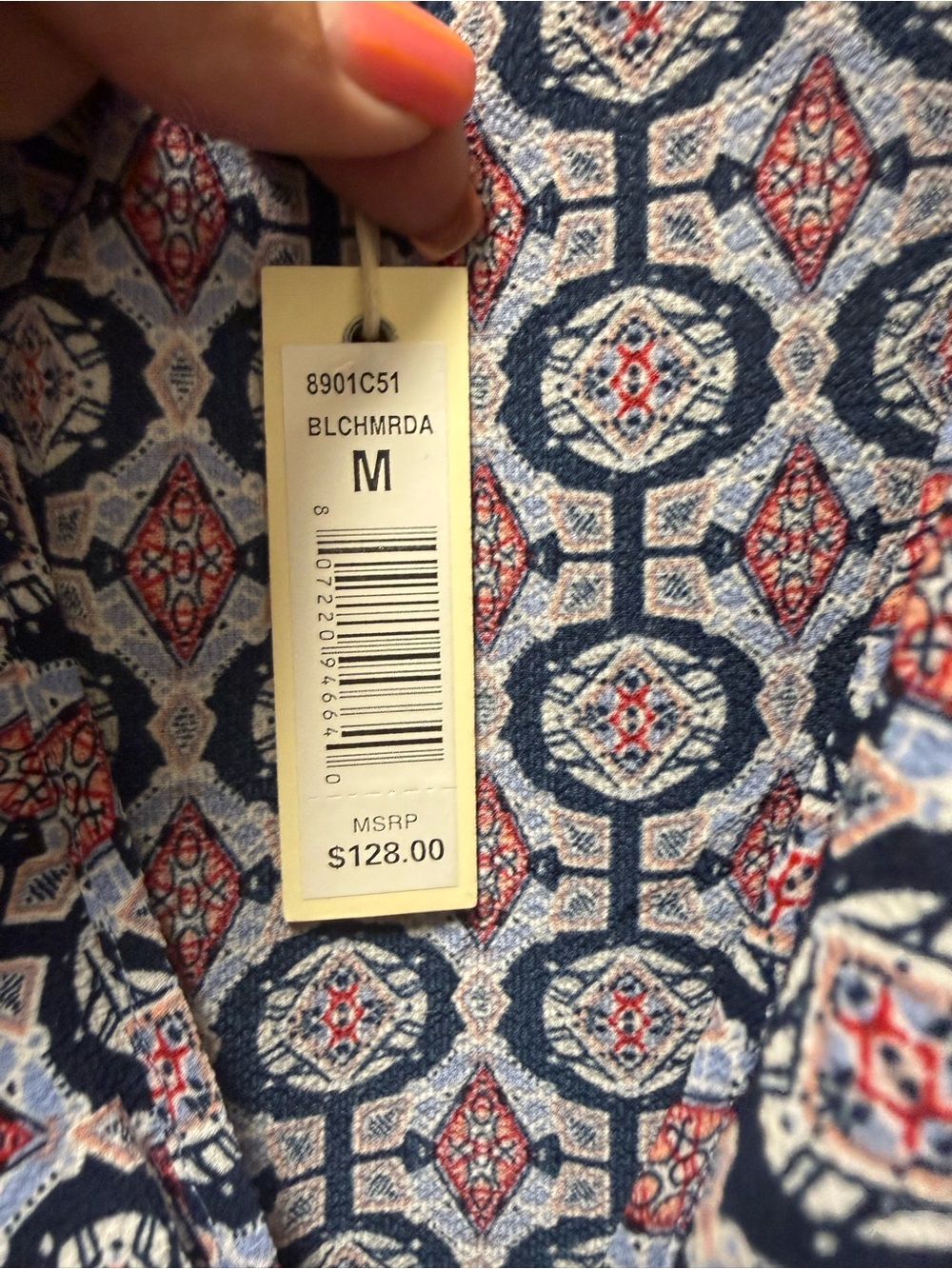 NWT Max Studio Wrap Maxi Dress Ruffle High Low Blue Print Size M - Picture 3 of 6